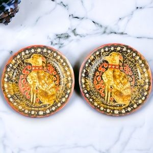 2 Ea Anthropologie Cornelia O’Donovan A PLATE FOR WALNUT BROWNIES Plate with Dog